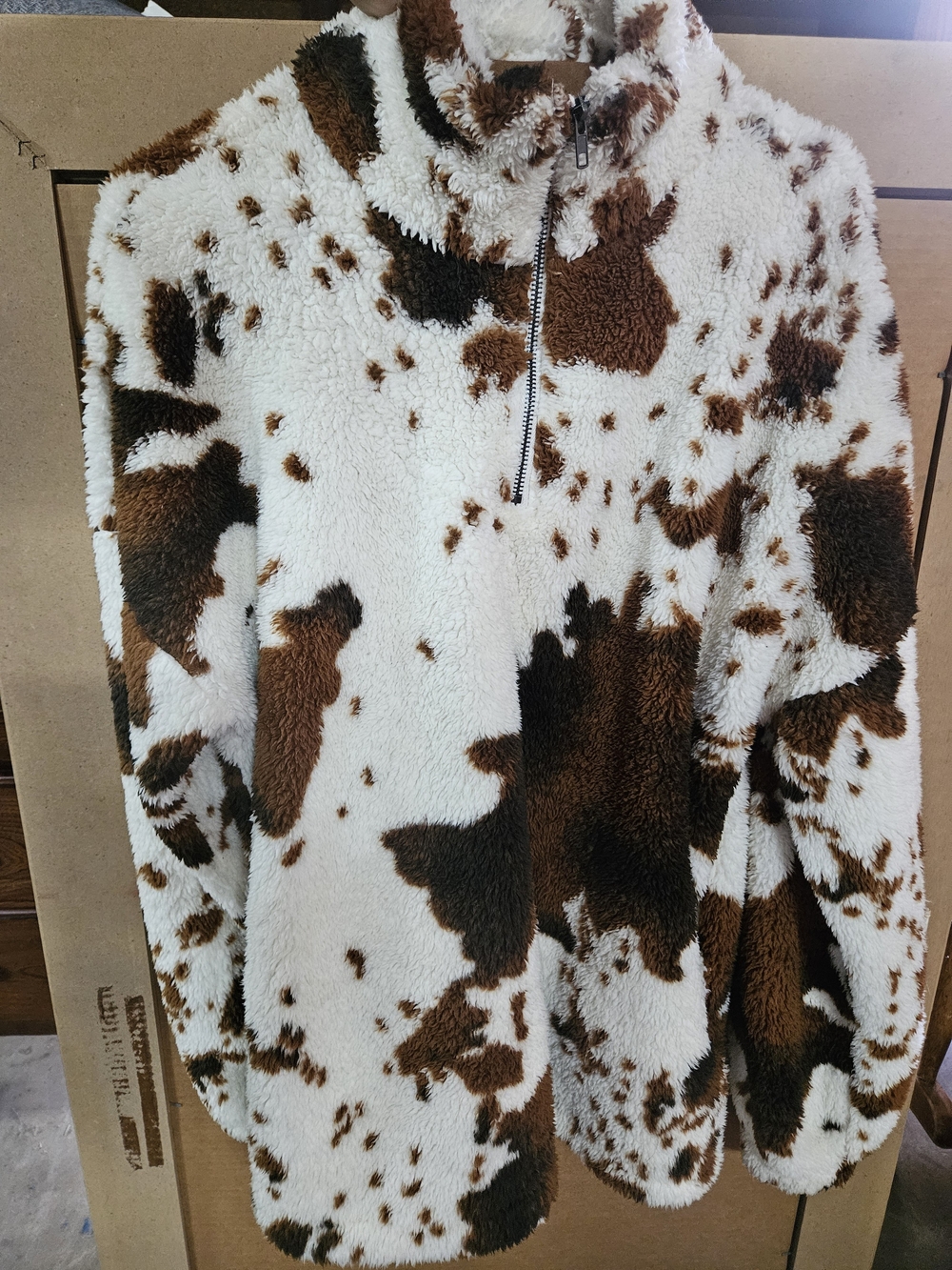 Cozy Sherpa Half-Zip Jacket - Brown & White